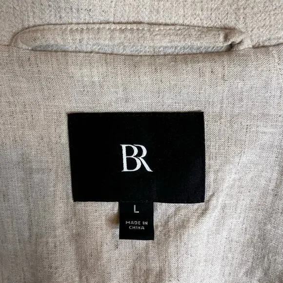 BANANA REPUBLIC Bella Bomber Jacket Cotton Linen Full Front Zip Cream W's Large - Picture 10 of 11